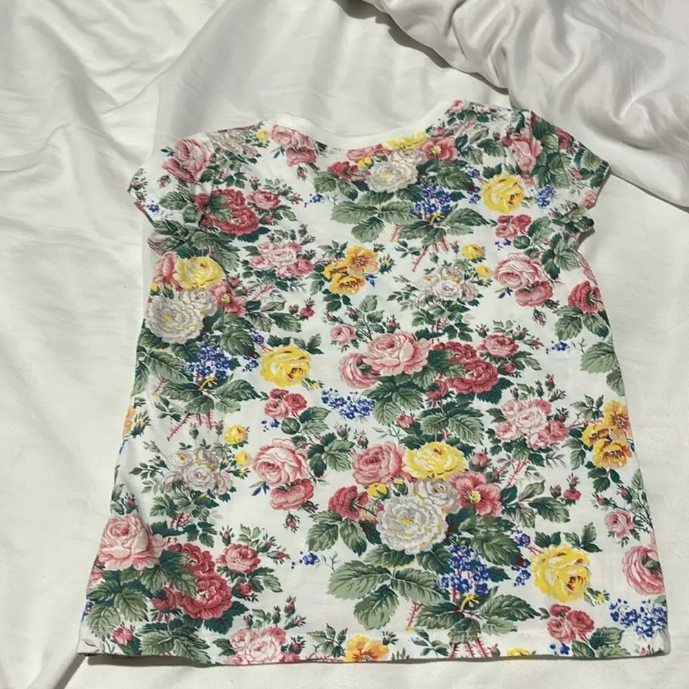 Ralph Lauren 6 💯cotton floral t shirt sage green white pink nwot soft
